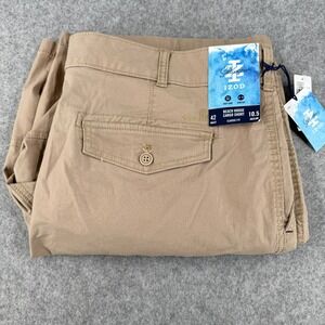 New Izod Saltwater Beach House Cargo Shorts Mens 42 Khaki Twill Military Classic